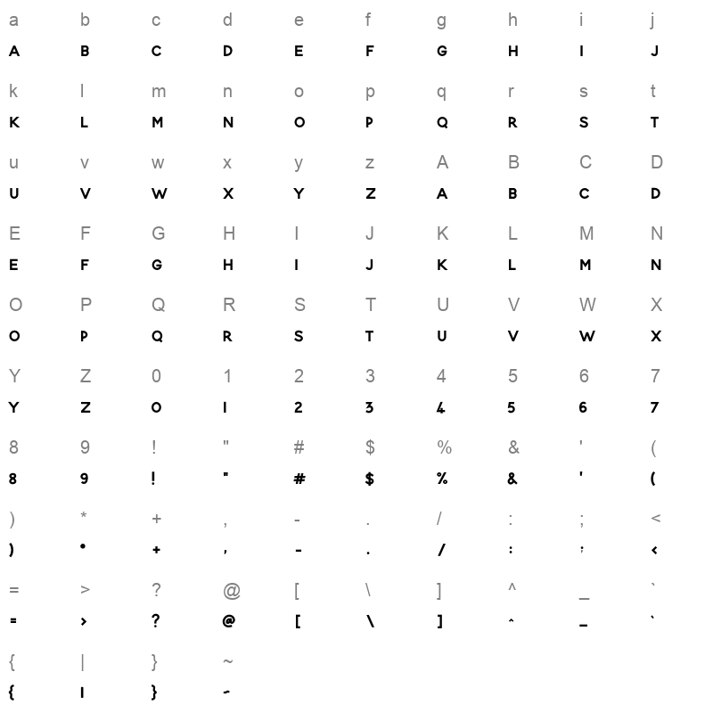 blooming elegant sans bold Character Map
