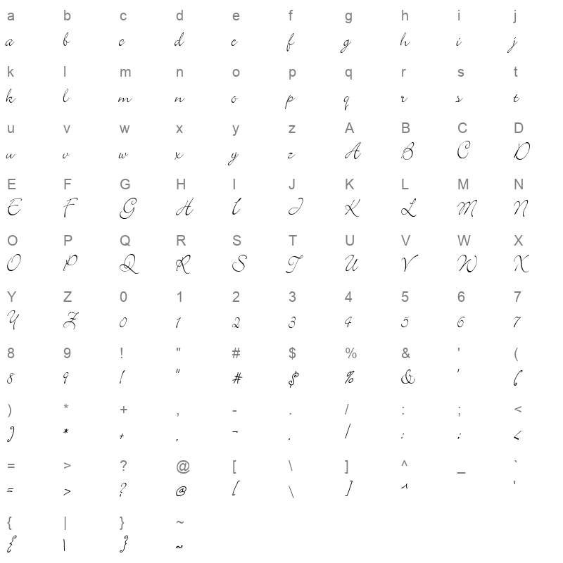 blooming elegant sans Character Map