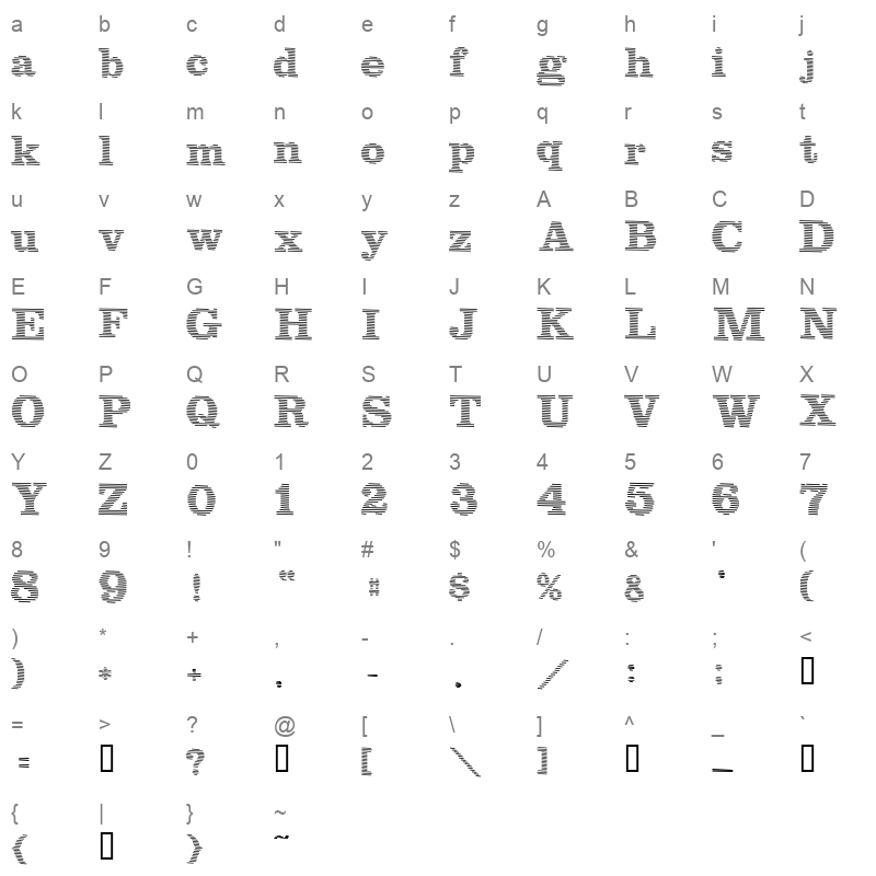 blue lines Character Map