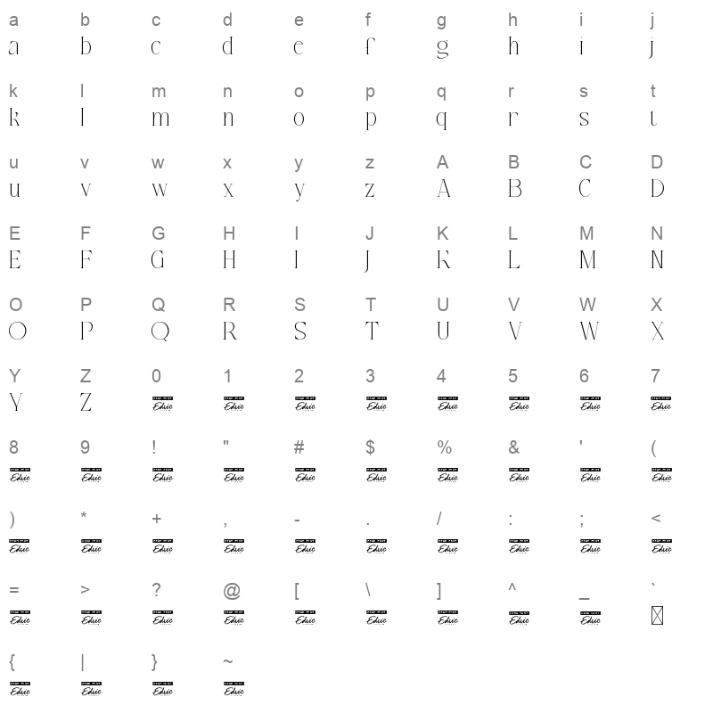 bluermode demo Character Map