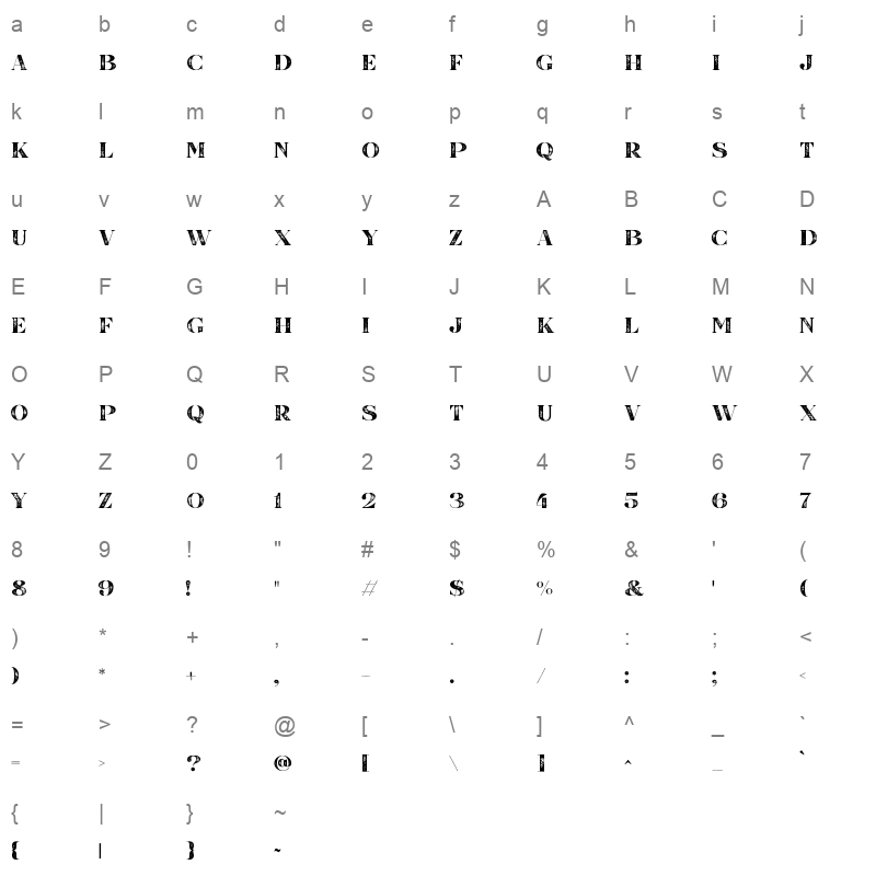 boardwalk avenue rough antiqua bold Character Map