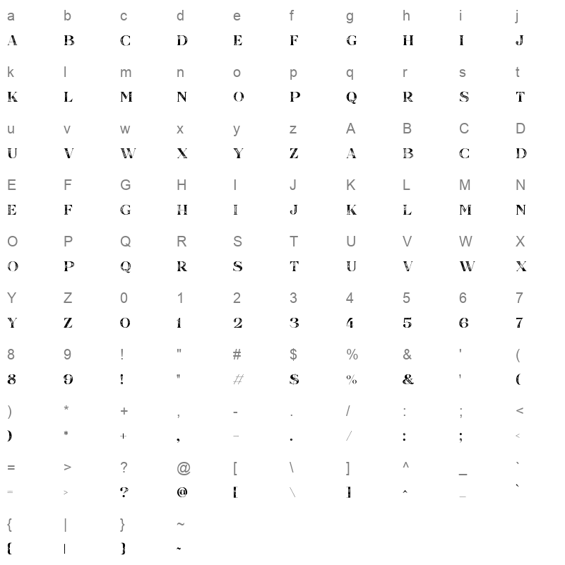 boardwalk avenue rough antiqua Character Map