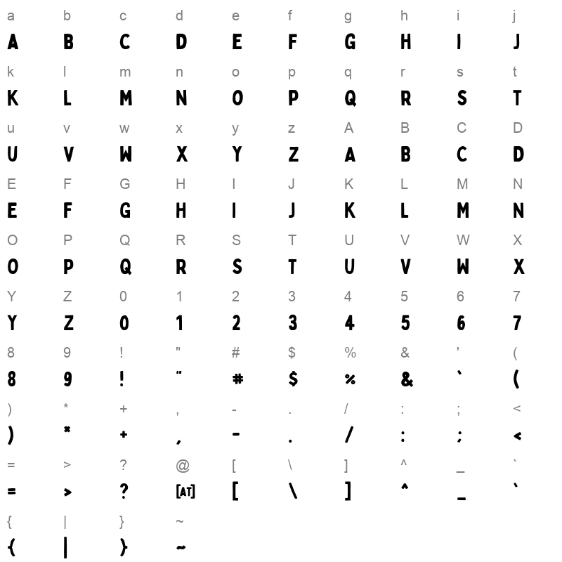 bobby jones regular Character Map