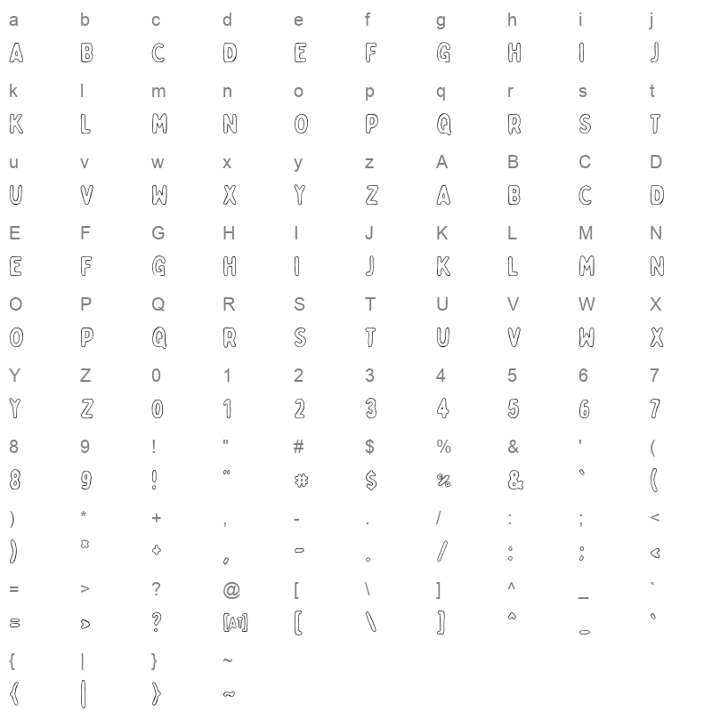 bobby jones soft outline Character Map