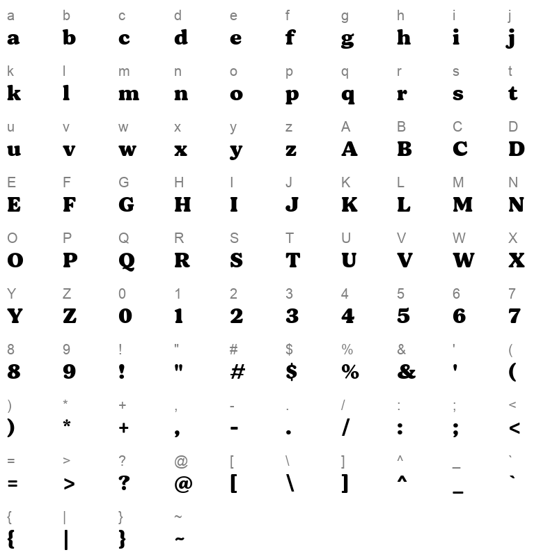bogue black Character Map