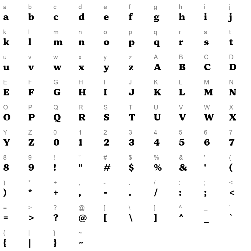 bogue extrabold Character Map