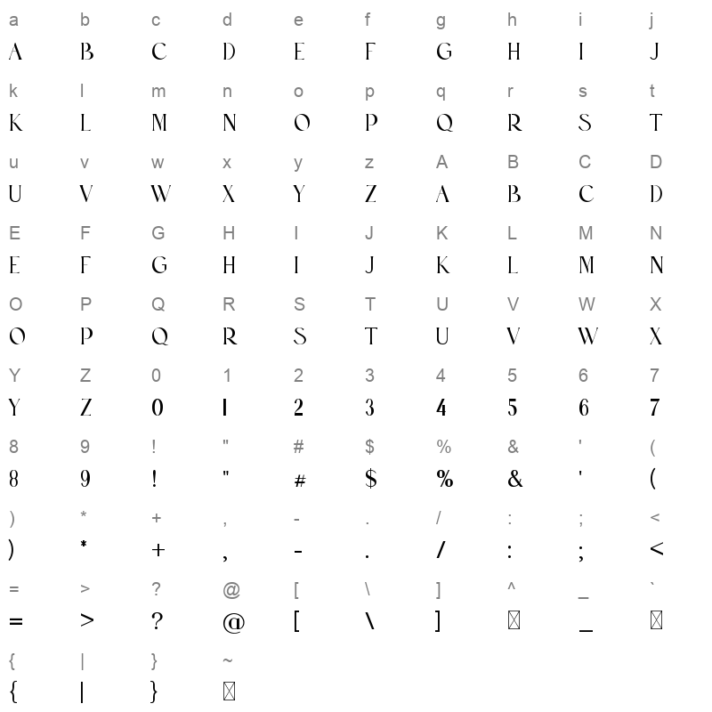 BohemianStylish Character Map