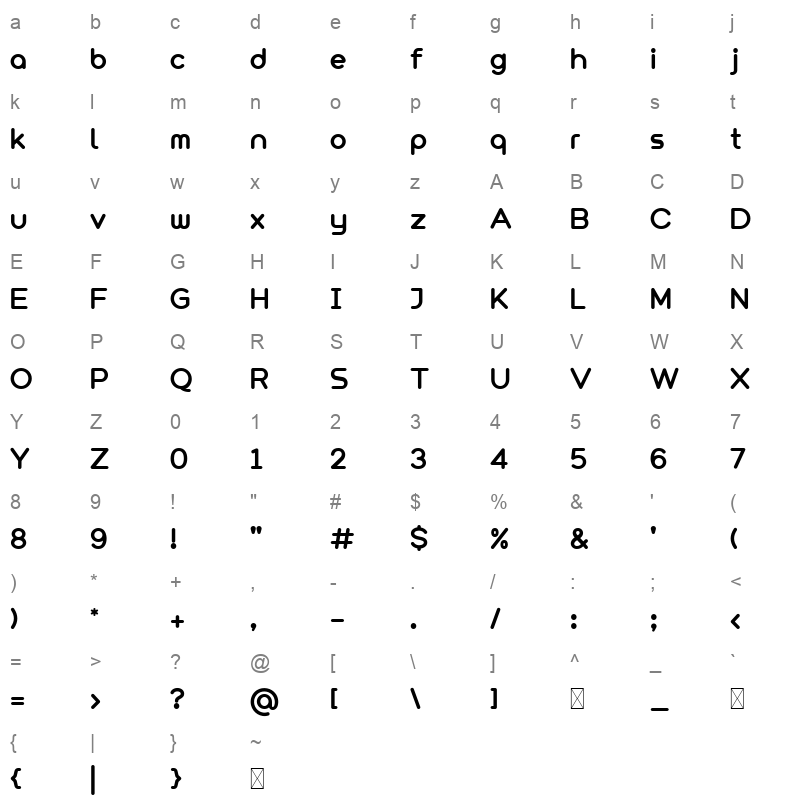 Boldena Bold Character Map