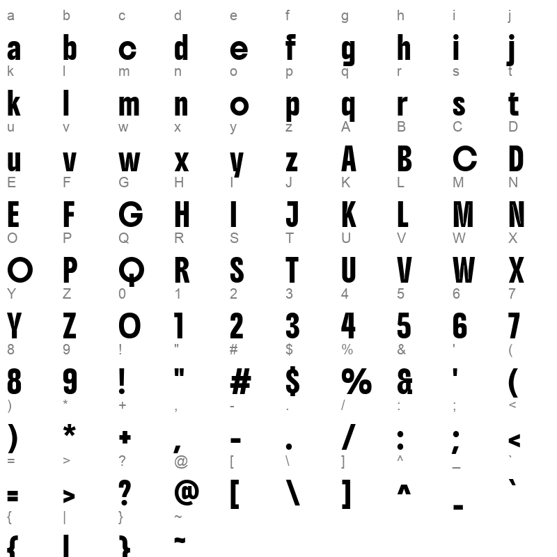 Boldonse Regular Character Map