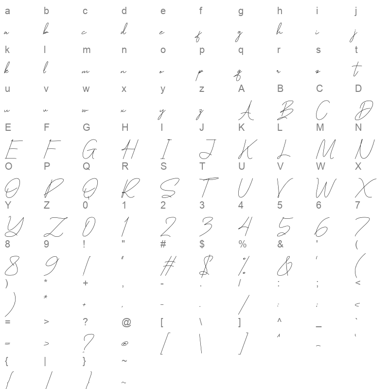 Bomentiny Character Map