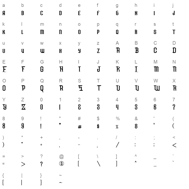 Bonwick Weaver Character Map