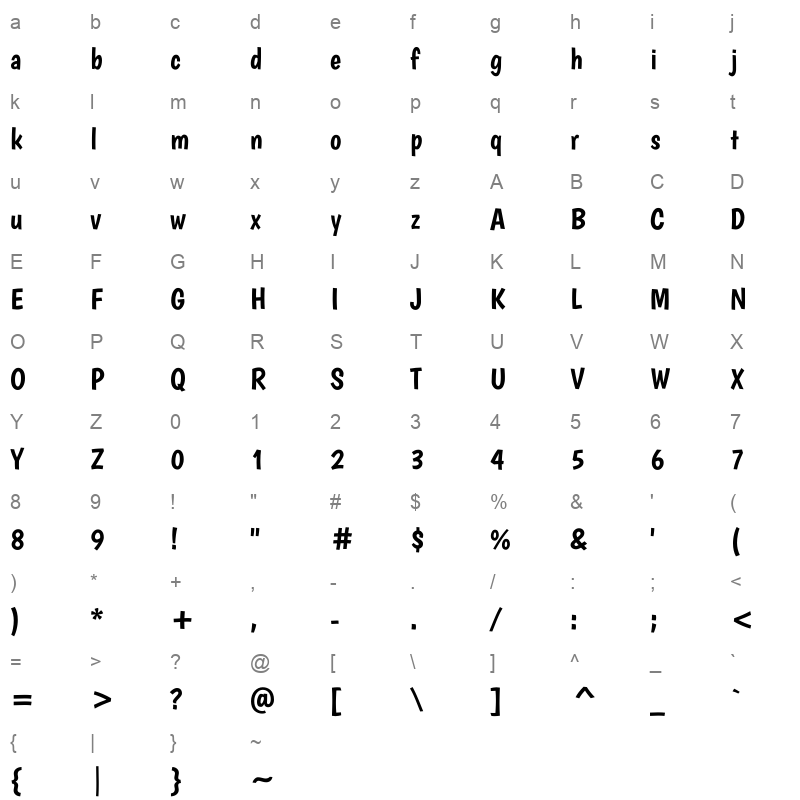 Boogaloo Regular Character Map