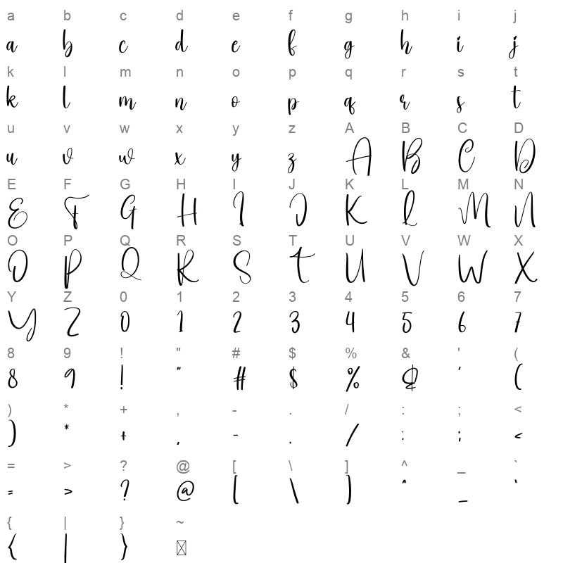 Bookmark Character Map