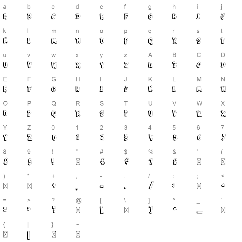 BOOMSTER Character Map
