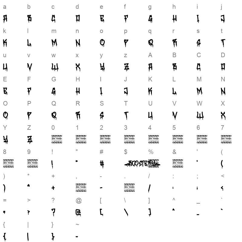 Boostery Character Map