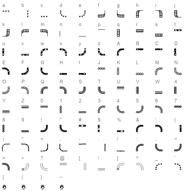BorderMon Series 1 Regular Character Map