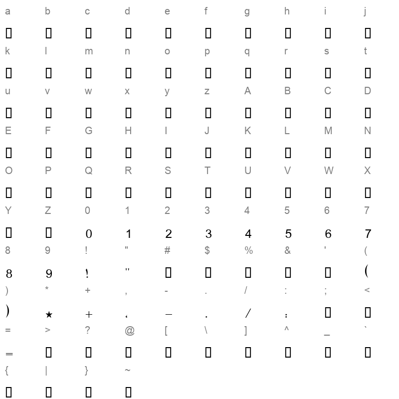Boutros Ads Light Regular Character Map
