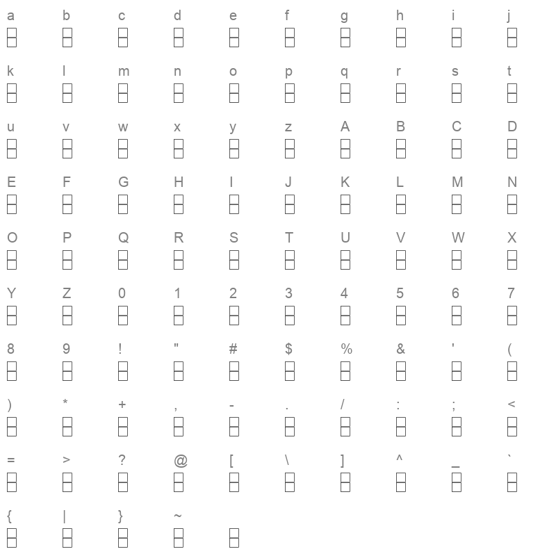 BOXES Character Map