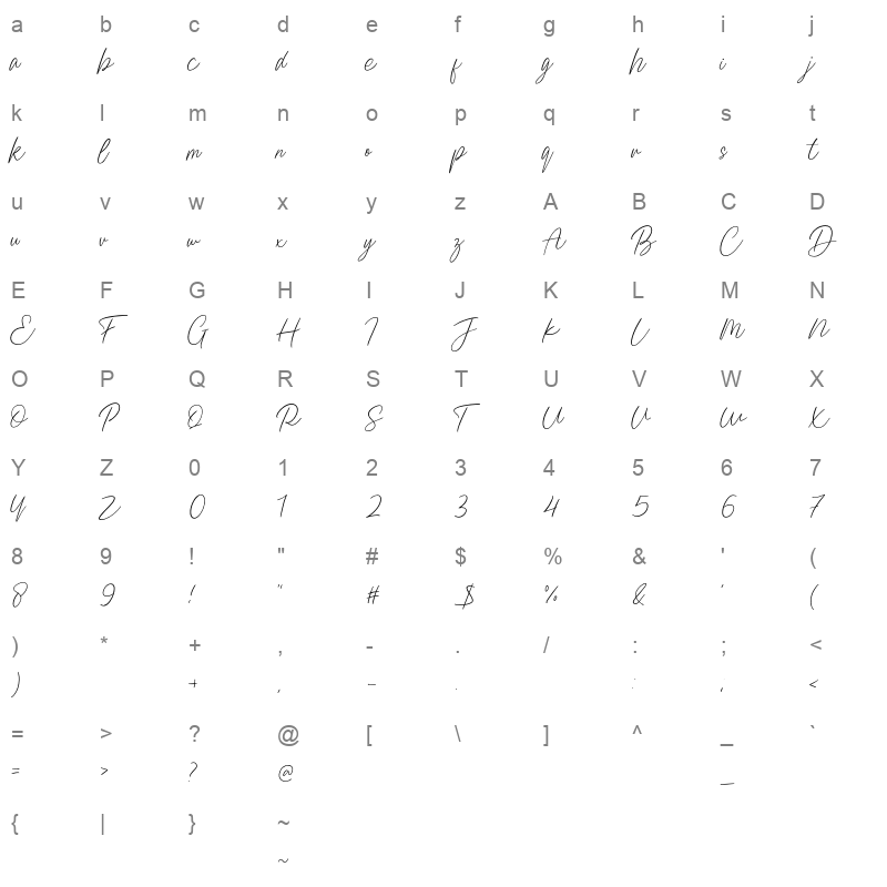 Braga Signature Character Map