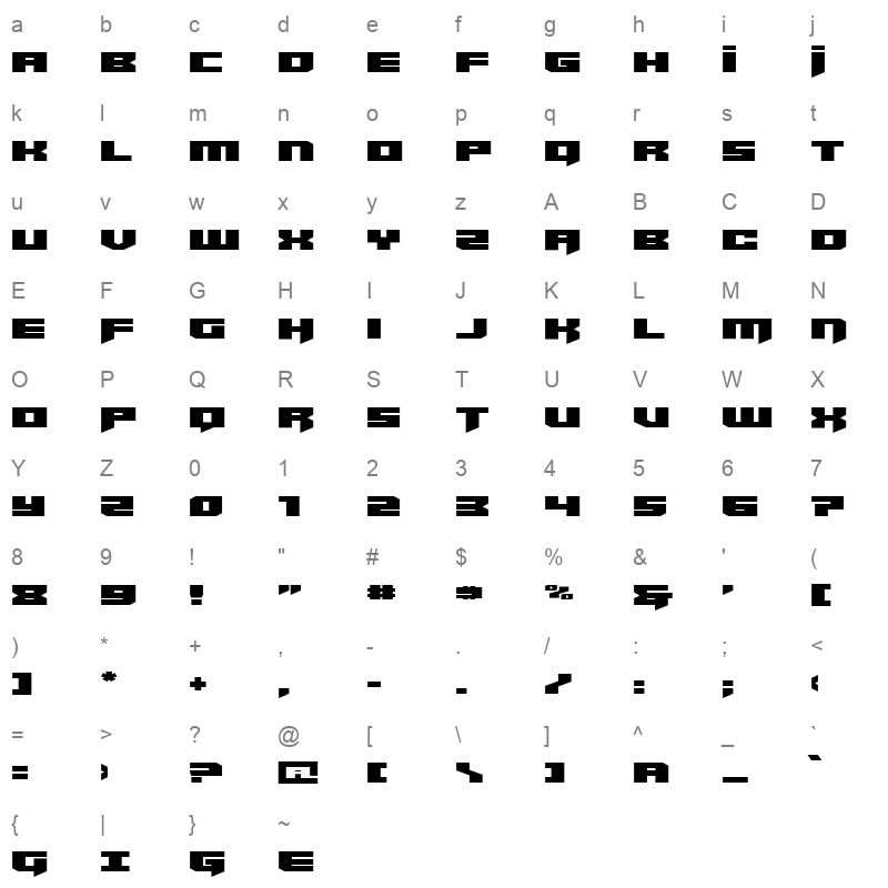 bridge officer straight expand Character Map