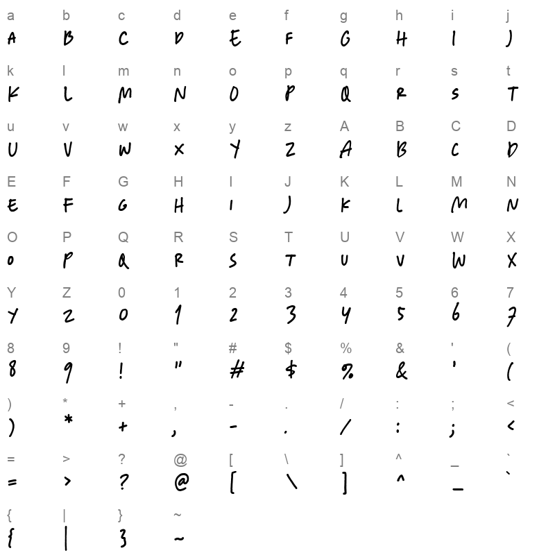 Bright Topic Regular Character Map