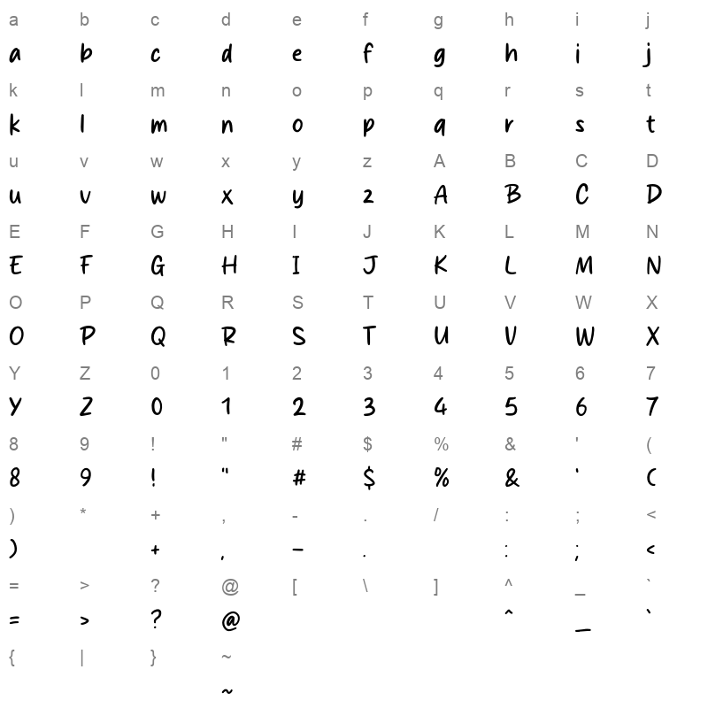 Bring Me Stick Character Map