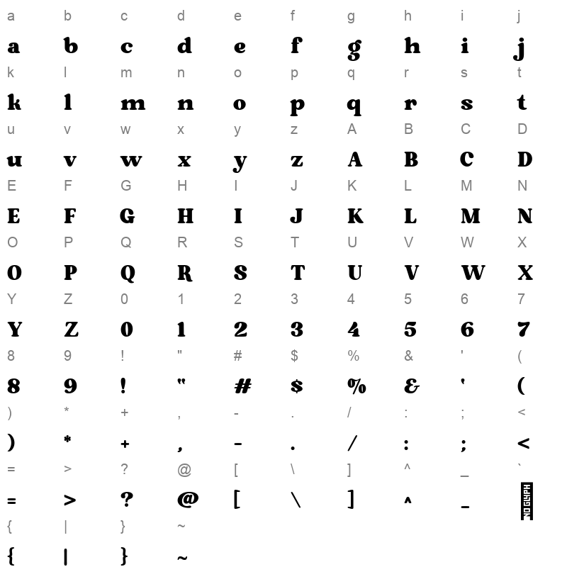 Brodille Regular Character Map