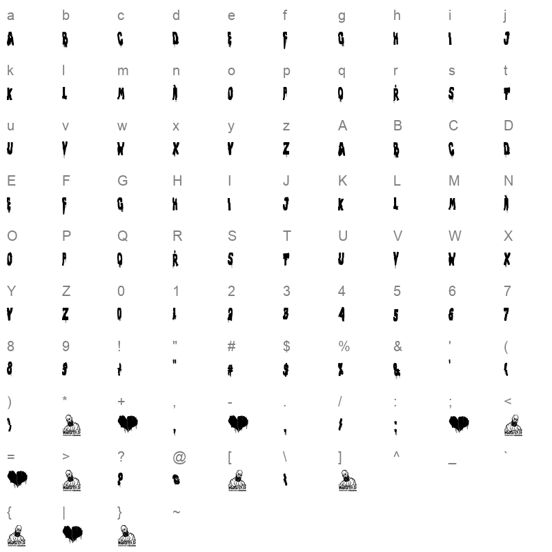 Broken Heart Character Map