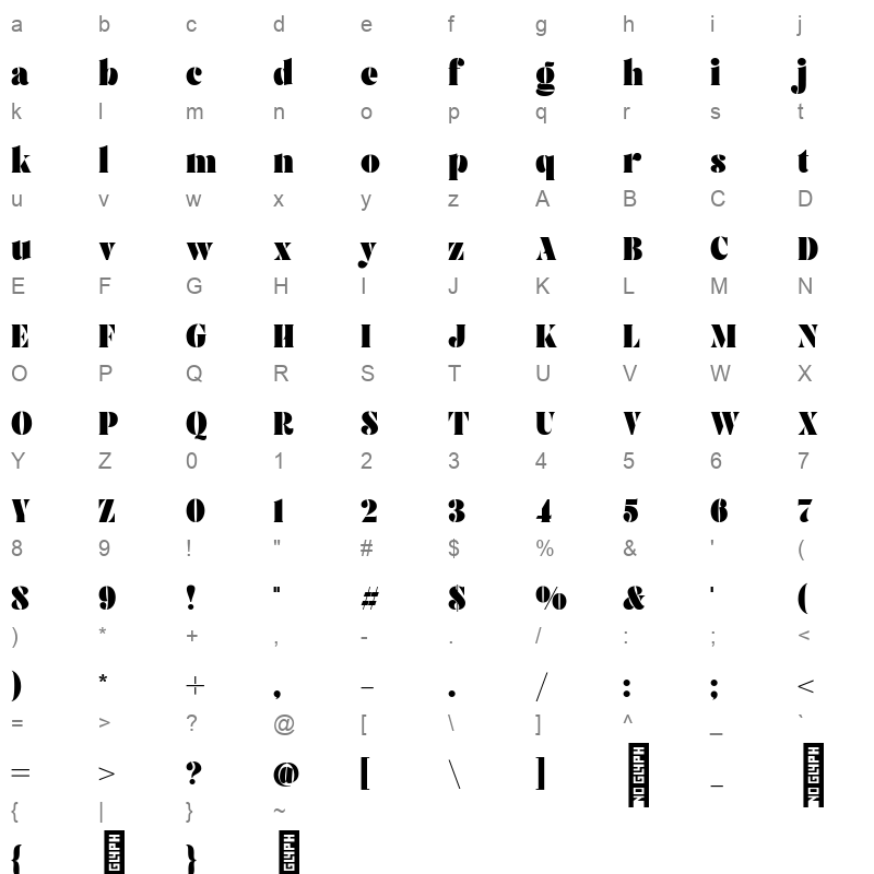 Brolike Regular Character Map
