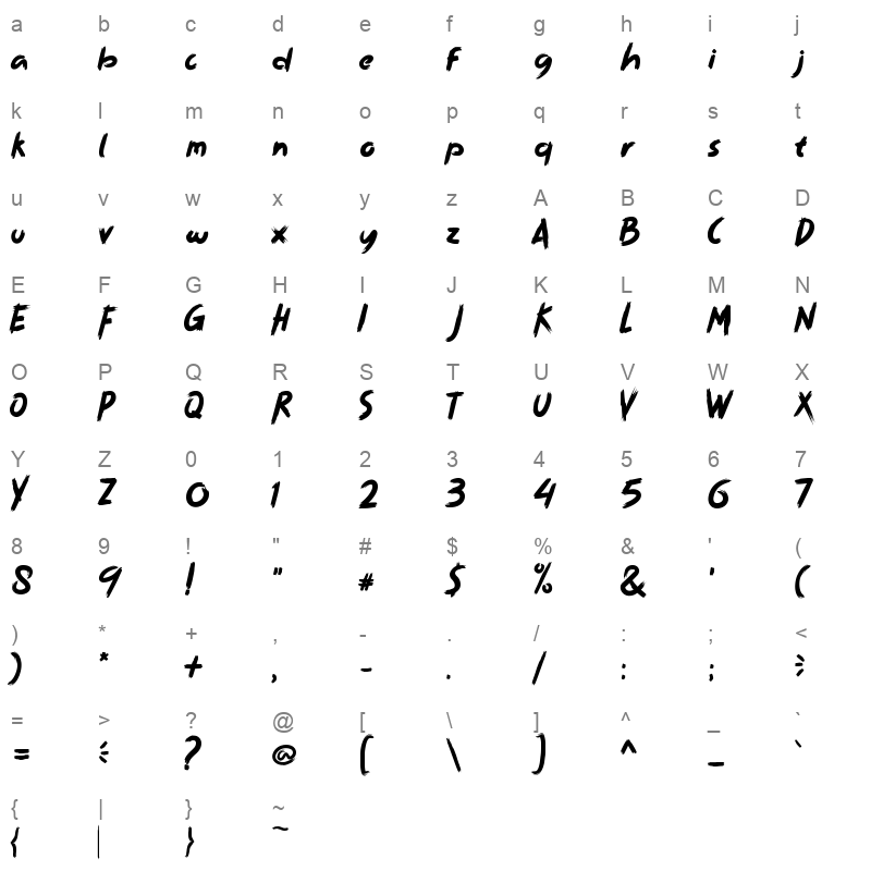 BROMPH TOWN Character Map