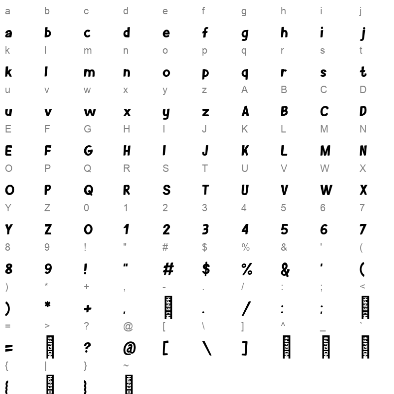 Brootahh Regular Character Map