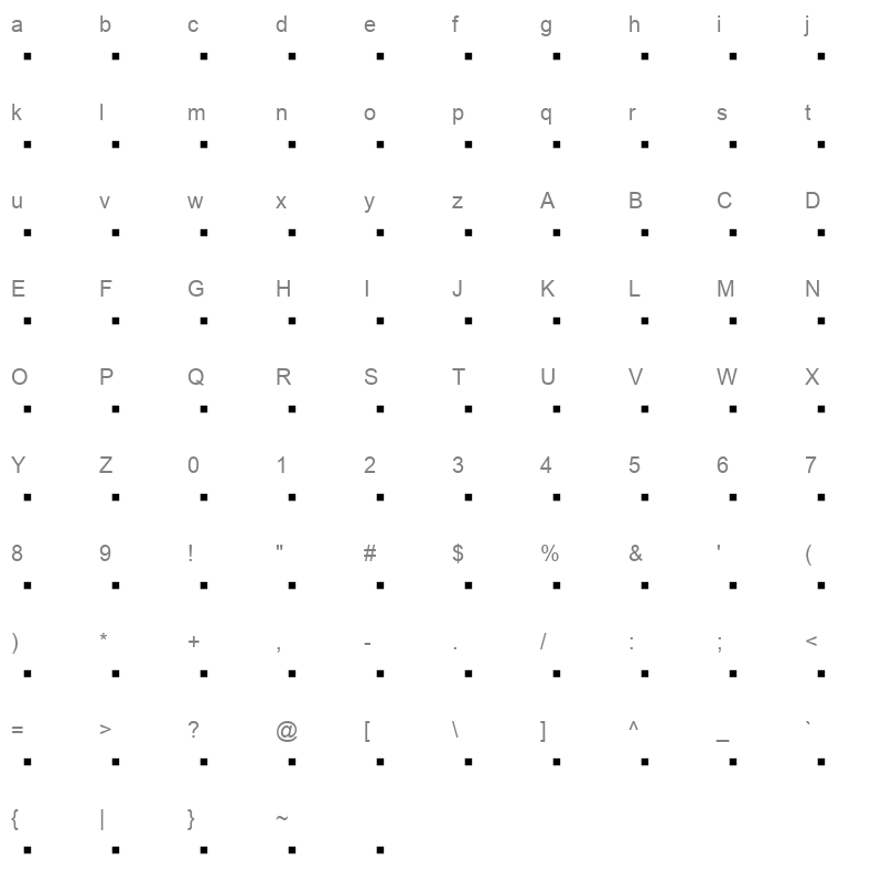BSSYM7 Character Map