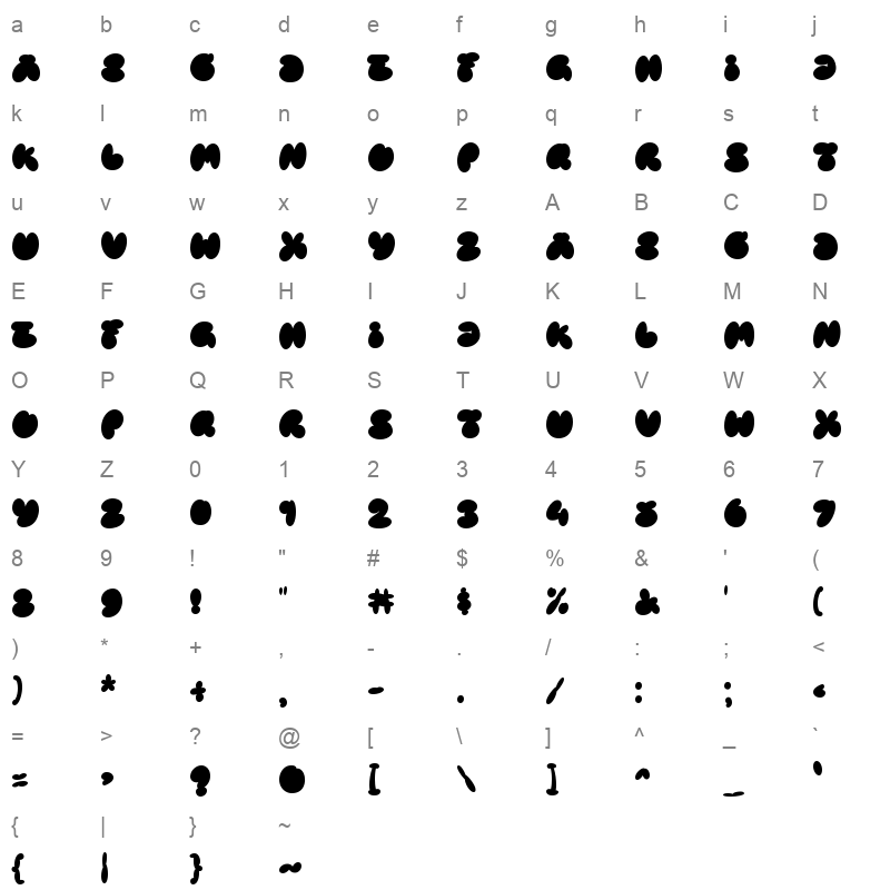 Bubble Street Fill Character Map