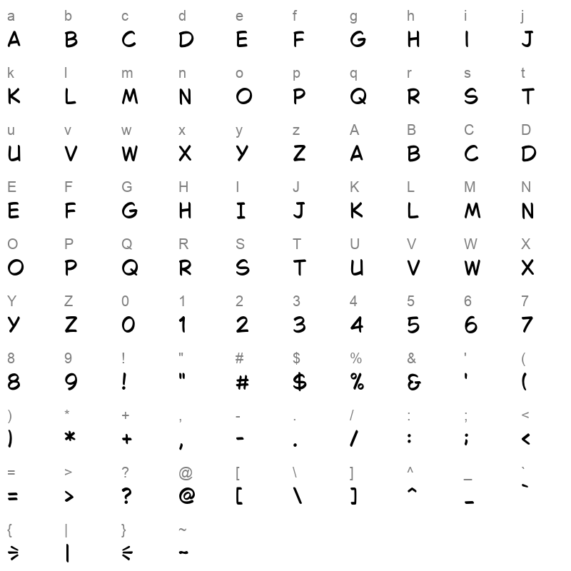 BubbleSans Regular Character Map