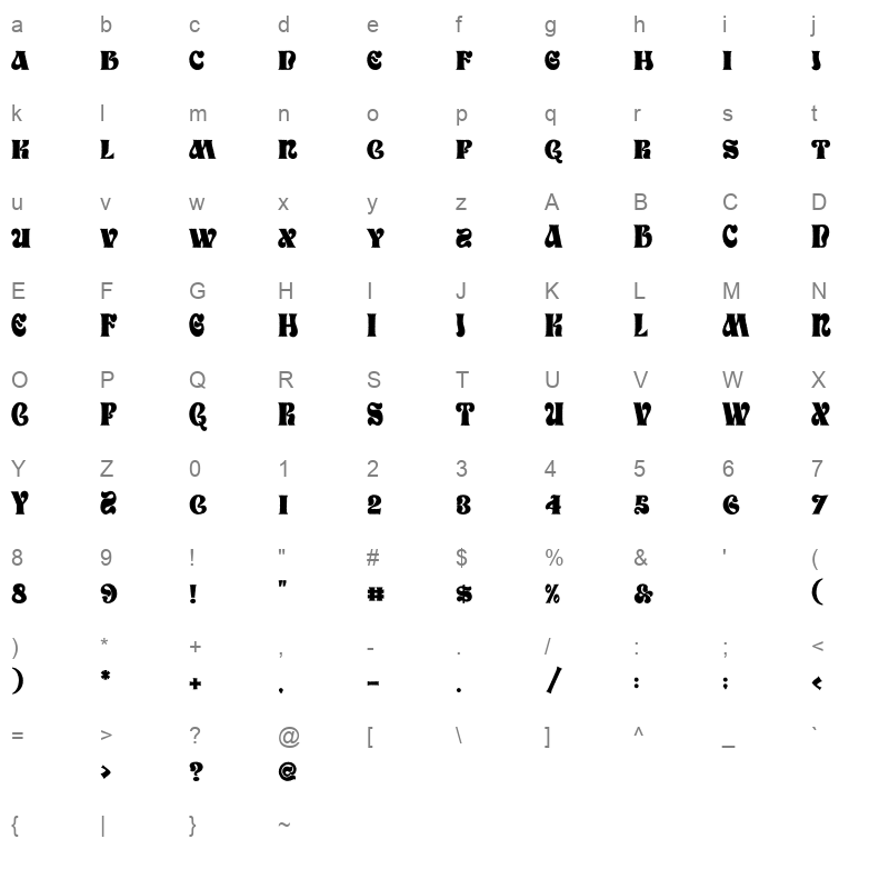 Buckary Character Map