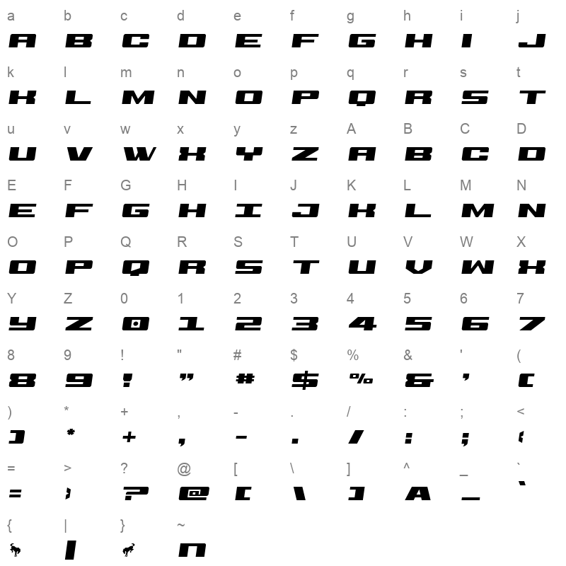 buckinbronc title semital Character Map