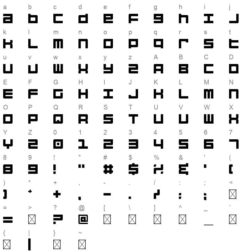 bump it up Character Map