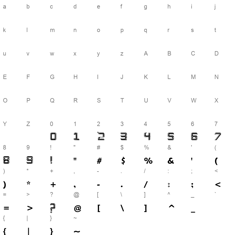 Buroj Font 2 Character Map