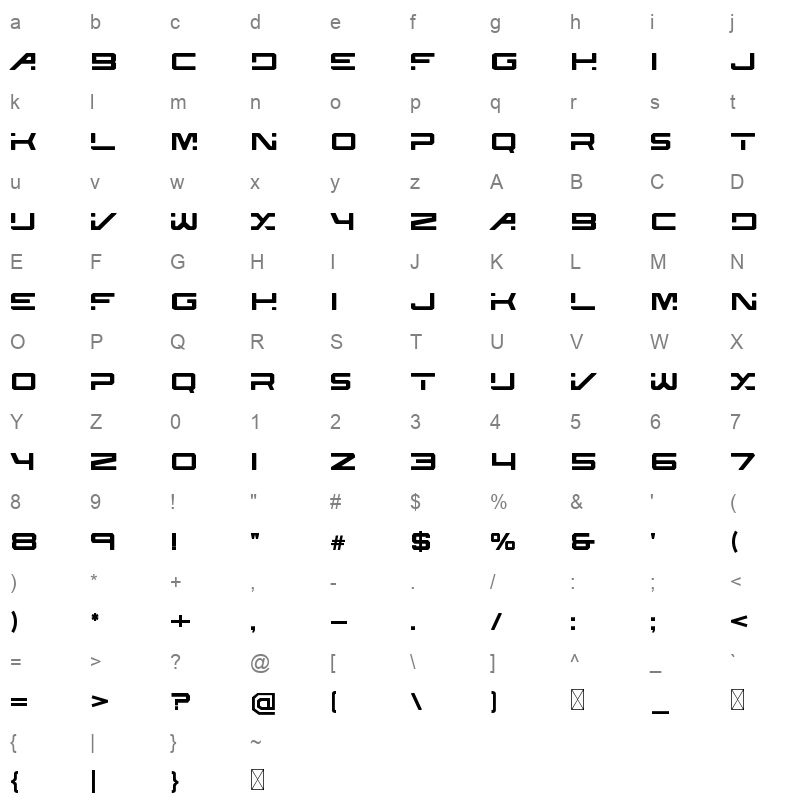 CALINORPEGASUS Character Map
