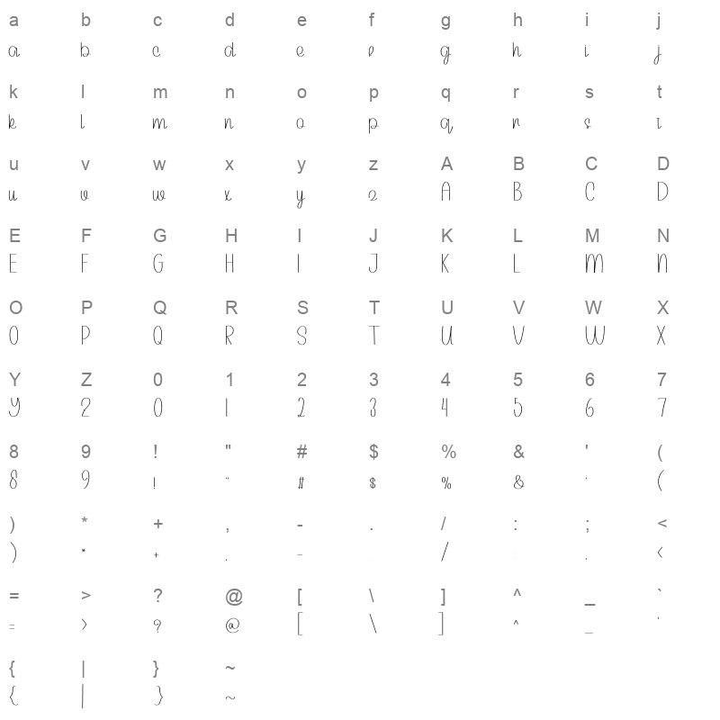 Calligraphy Character Map