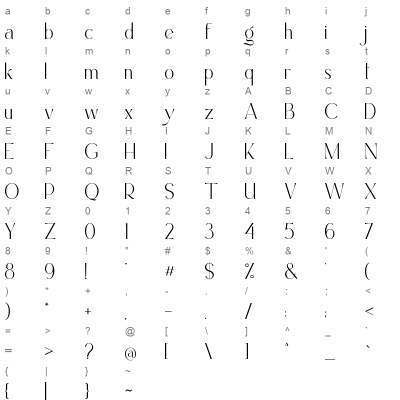 Callingstone Character Map