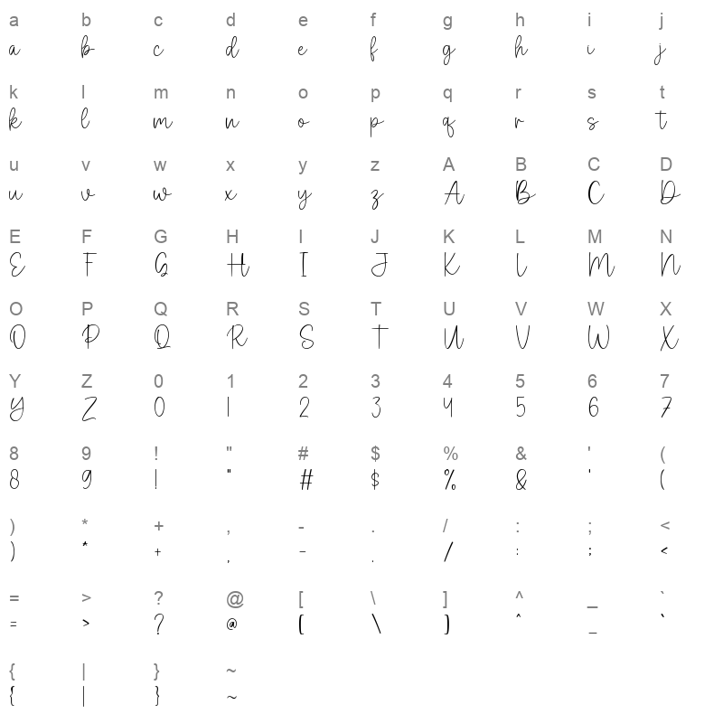 Callista Character Map