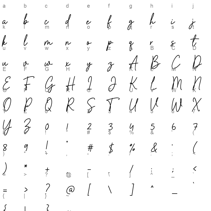 Camellia Signature Character Map