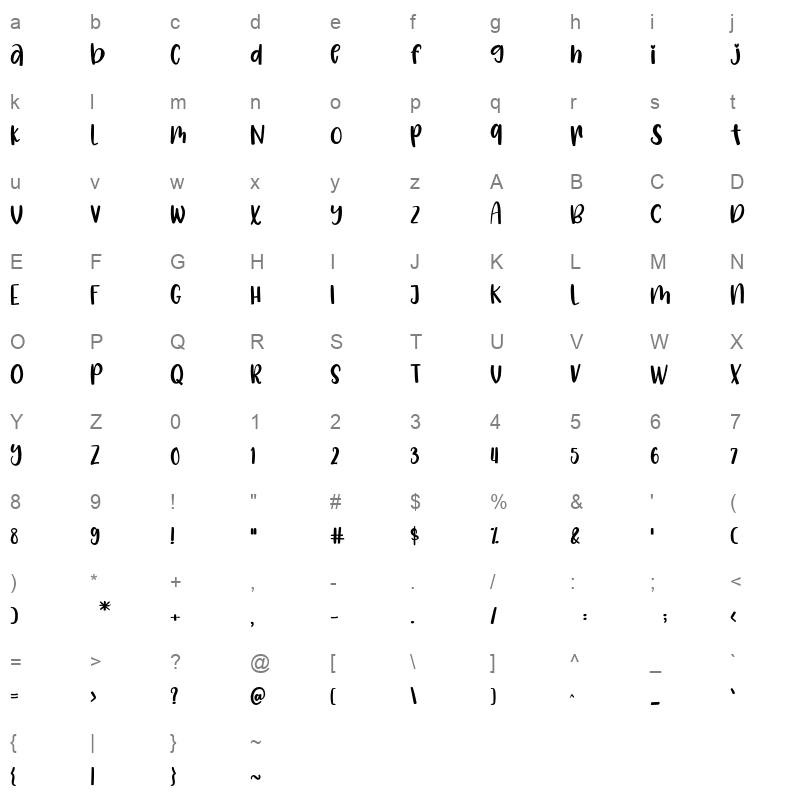 Candle Light OTF Character Map