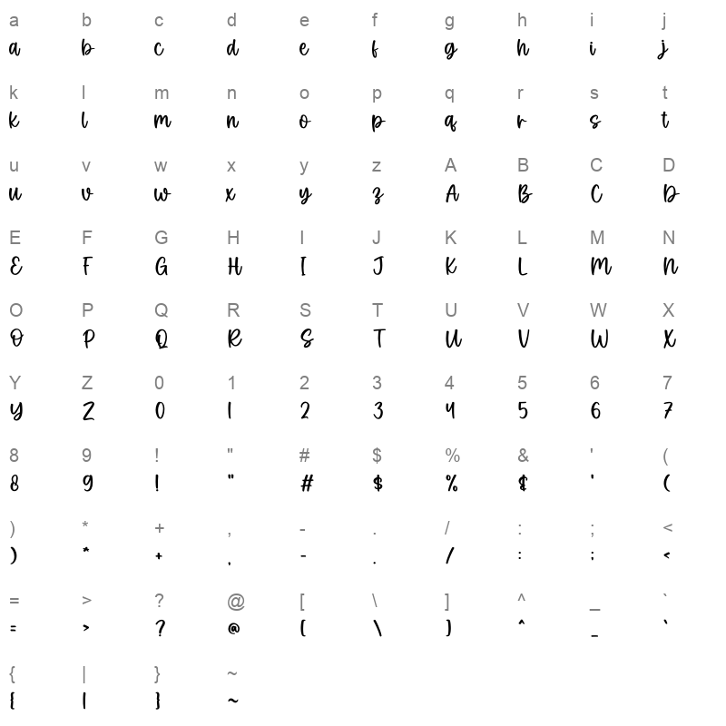 Candy Cane OTF Character Map