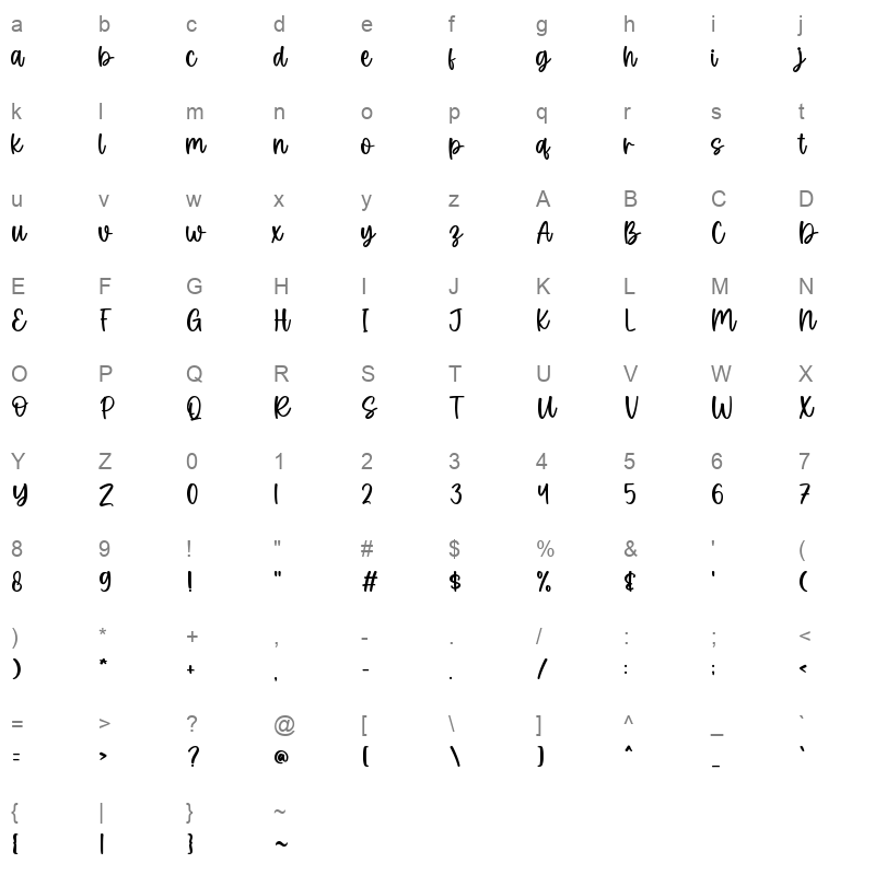 Candy Cane Character Map