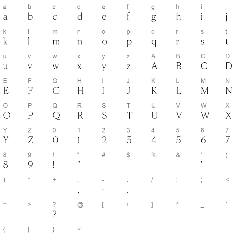 CanelaDeck Thin Trial Character Map
