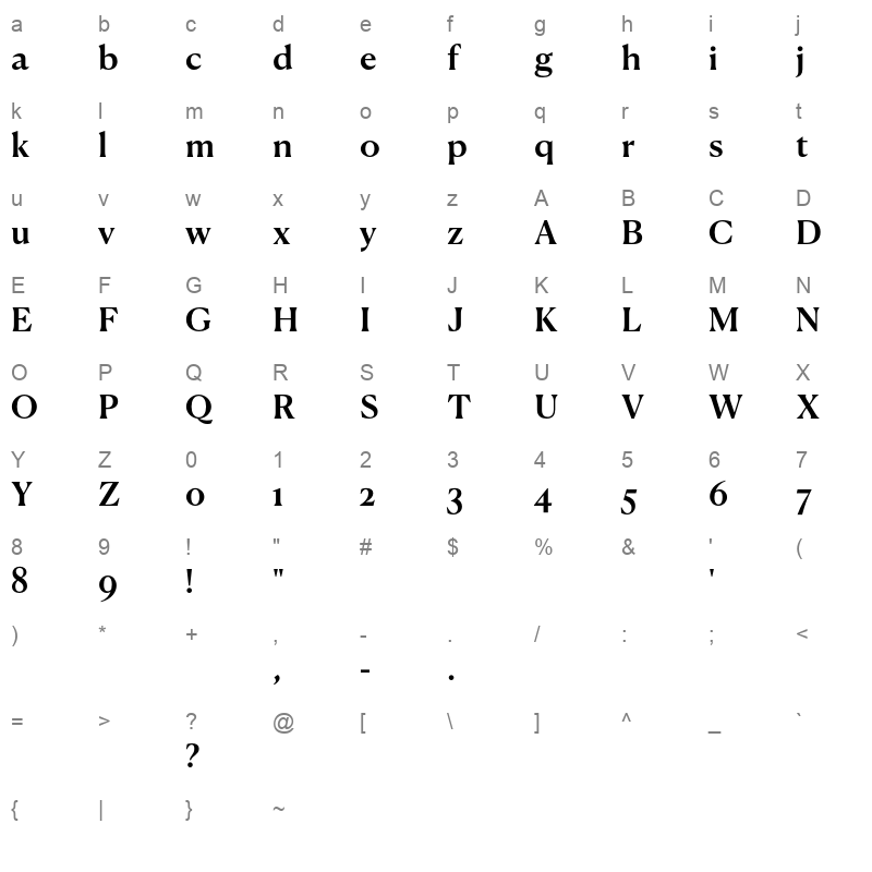 CanelaText Medium Trial Character Map