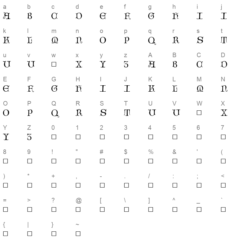 capo cresci Character Map