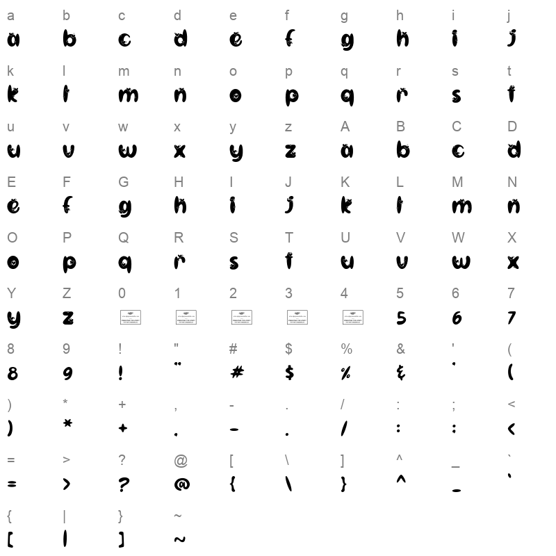 Captivate OTF Character Map